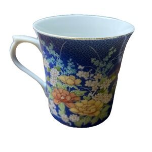 VTG Takahashi‎ San Francisco Echo Mug Cup 10 oz Blue Floral Hand Painted